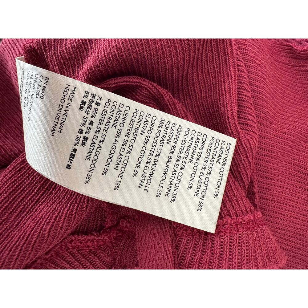 FREE PEOPLE Long Sleeve Mock Neck Studded Sleeve Red Thermal Top Tee Size XS - Picture 7 of 7